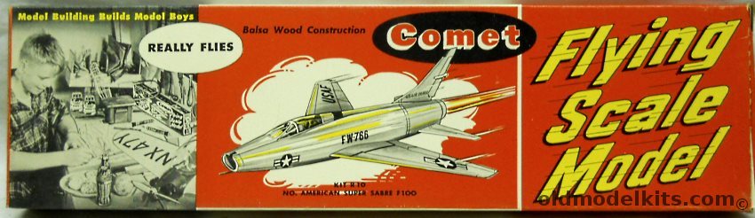 Comet North American F-100 Super Sabre - 12.7 Inch Wingspan Flying Balsa Airplane - Coke Bottle Issue, R10-59 plastic model kit